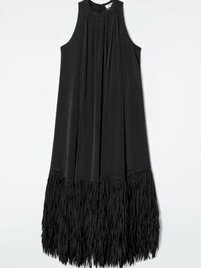 COS | Dresses | Nwt Cos Linen Black Dress With Scarf Detail | Poshmark